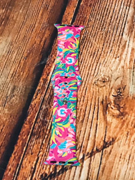 Red, Orange & Pink Floral Watch Band