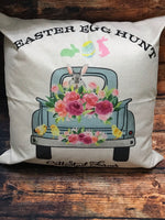 18 x 18 Easter Bunny Truck Pillow Cover