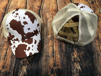 Brown Cowhide Criss Cross Hat