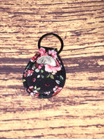 Pink Floral on Black Background Quarter Holder