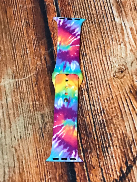 Purple Rainbow Watercolor Tie Dye Watch Band