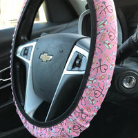 Nurse on Pink Background Steering Wheel Cover