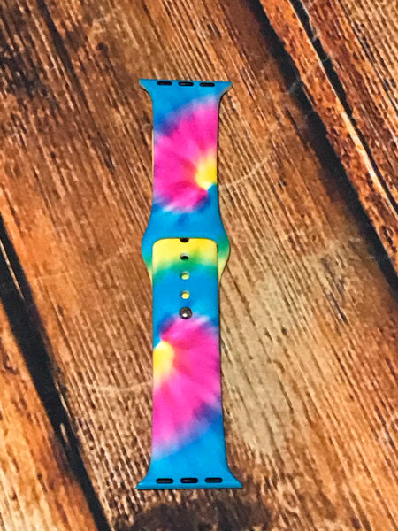 Pink, Yellow & Blue Watercolor Tie Dye Watch Band