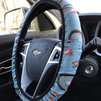 Blue Boho Rainbow Steering Wheel Cover