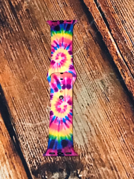 Yellow/Pink Rainbow Tie Dye Watch Band
