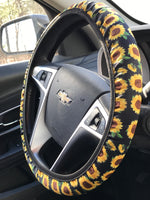 Watercolor Sunflower Steering Wheel Cover