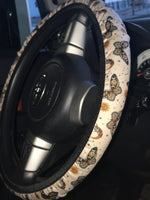 Beige & Navy Mystical Design Steering Wheel Cover