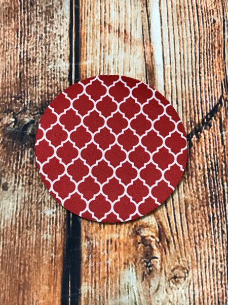 4" Red Quatrefoil Coaster