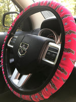 Leopard Lightning on Hot Pink Steering Wheel Cover