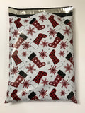 10 x 13 Red & Black Buffalo Plaid Christmas Stocking Poly Mailer - 10 Pack