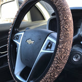 Tooled Leather Pattern Steering Wheel Cover