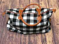 White & Black Buffalo Plaid Weekender