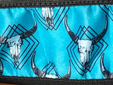 Bull Skull on Turquoise Steering Wheel Cover