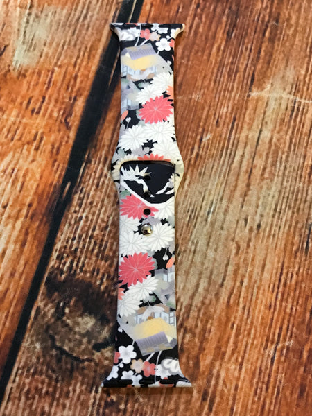 Pink & White Flowers with Home Watch Band
