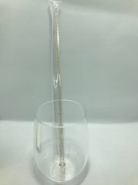 Clear Straw with Gold Glitter Reusable Straw
