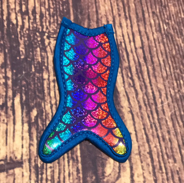 Blue Rainbow Holographic Scales Mermaid Tail Popsicle Holder