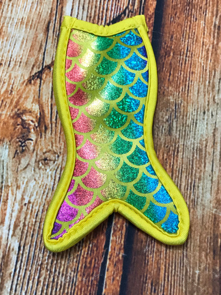 Yellow Rainbow Holographic Scales Mermaid Tail Popsicle Holder