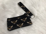 Bees Wrist Keychain with Pouch Card ID Holder