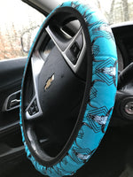 Bull Skull on Turquoise Steering Wheel Cover