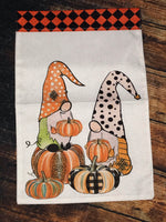 Two Gnomes with Pumpkins Garden Flag