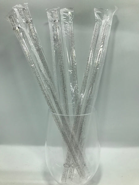 Clear Straw with Multi-Color Glitter Reusable Straw
