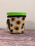 Pint Size Sunflower on White Ice Cream Holder