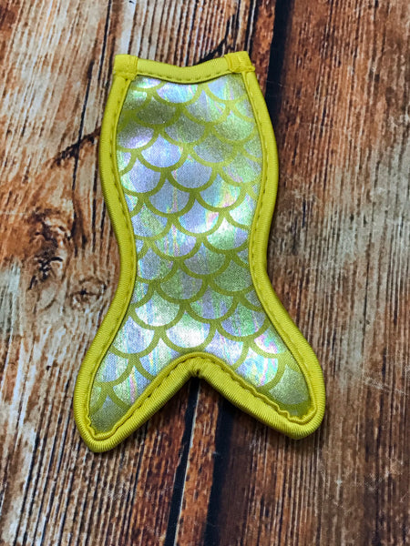 Yellow Iridescent Scales Mermaid Tail Popsicle Holder