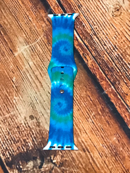 Blue & Green Solid Tie Dye Watch Band