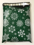 10 x 13 Green with Snowflakes Poly Mailer - 10 Pack