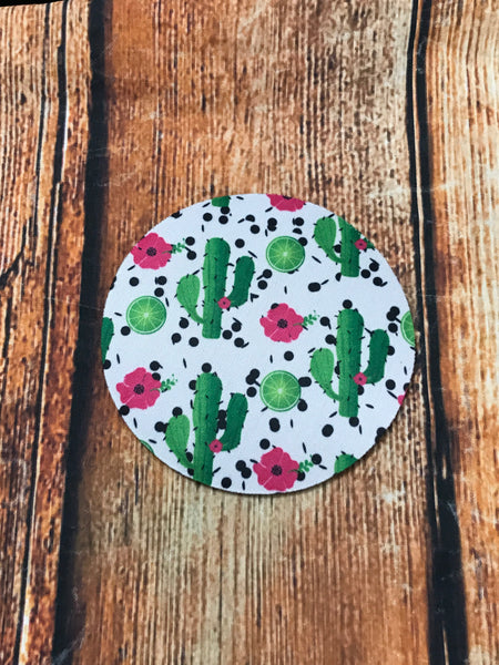 4" Cactus with Pink Flower Coaster