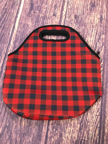 Red & Black Buffalo Plaid Lunch Bag