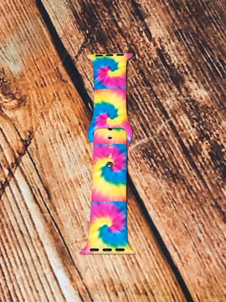 Small Pink, Yellow & Blue Watercolor Tie Dye Watch Band