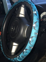 Bull Skull on Turquoise Steering Wheel Cover