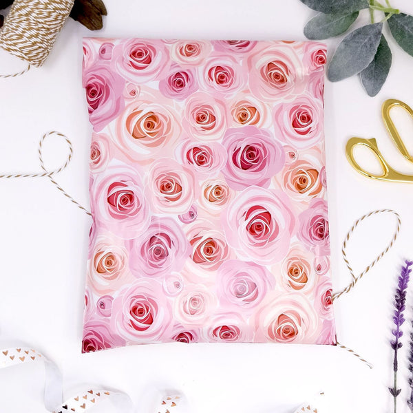 9 x 12 Pink Roses Poly Mailer - 10 Pack
